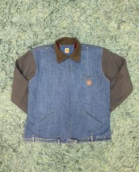 Upcycled Carhartt Denim with Canvas Sleeves Jacket..