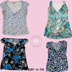 Y2K Blue Patterned Poly Blouse – Soft Aesthetic Vi..