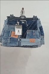 CR1506 Upcycled Denim Mini Skirt