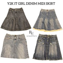 Y2k IT GIRL DENIM MIDI SKIRT Re3014