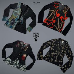 Y2K All Black Rave Full Sleeve Mix Tops (AA-759)