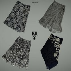 Y2K Black Floral Mix Poly Skirts (AA-761)