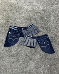Upcycled Split Edge Denim Skirt