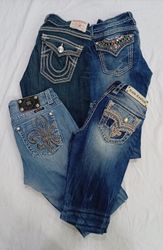 CR7497 Vintage Mixed Branded Flare Jeans