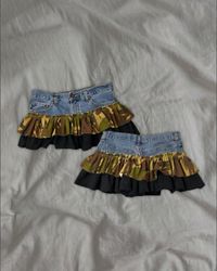 Upcycled Denim Ruffle Skirt
