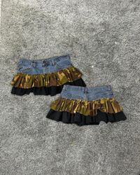 Upcycled Denim Ruffle Skirt