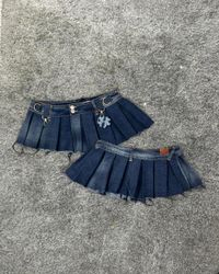 Upcycled Denim Pleated Skirt