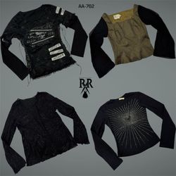 Y2K Black Gothic Girl Era Full Sleeve Tops (AA-762..