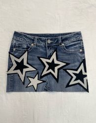 Upcycle Denim Skirts Star patch  (Dv -04)