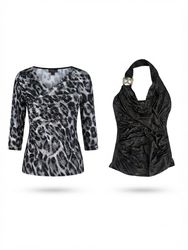 (FV-1126) Y2K Black & White Aesthetic printed Cowl..