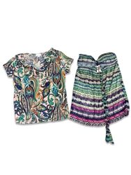 (FV-1129) Vintage Paisley Print Lightweight Top