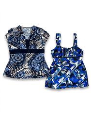 (FV-1132) Y2K Blue Printed Retro Tops Bundle 2000s..