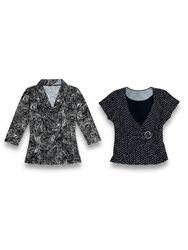 (FV-1137) Y2K Black & white Printed Tops