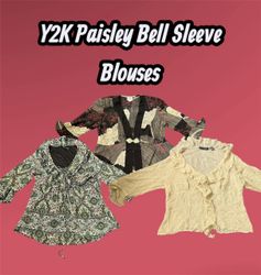 Y2K Paisley Bell Sleeve Blouses - (15/04)