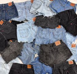 Levis high rise mini denim shorts
