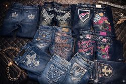 Y2K Embroidered Bling Jeans