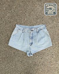 Upcycled Pleated Denim Shorts