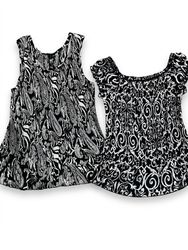 (FV-1141) Black & White Printed Tops | Trendy Summ..