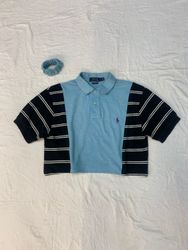 Upcycled Ralph Lauren Dual-Tone Cropped Polo Shirt