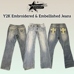 Y2K Embriodered & Embellished Jeans
