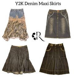 Y2K Unique Denim Maxi Skirts RW-1790