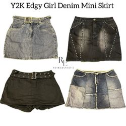 Y2k Edgy Girl Denim Mini Skirts Re-3042