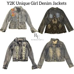 Y2K Unique Girl Denim Jacket Re-3044