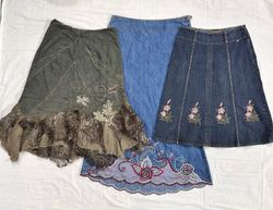 Saia de denim vintage y2k (086)