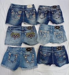 CR7544 Upcycled Miss Me Shorts