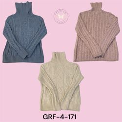 Women’s Y2K High Neck Knit Sweater – Soft Warm Pul..