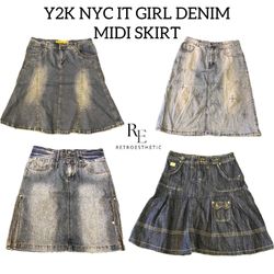 Y2K NYC Girl Denim Midi Skirts RE-3030