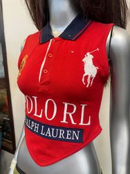 Top Cropped com Barra Pontuda Ralph Lauren Upcycle..