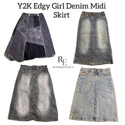 Y2K Edgy Girl Denim Maxi Skirts RE-3031