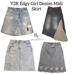 Y2K NYC IT Girl Denim  Midi Skirts RE-3032