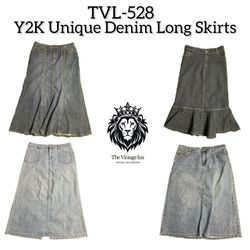 Y2K Unique Denim Maxi Skirts (TVL-528)
