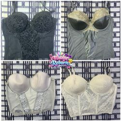 Y2K Lace & Satin Corset Bustier Mix – Neutral Glam..