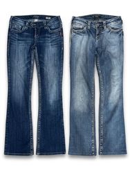 (FV-1157) Y2K Denim Flared Jeans Brand: Silver