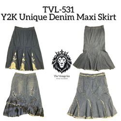 Y2K Unique Denim Maxi Skirts (TVL-531)