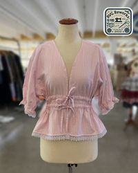 Upcycled Ruffle Sleeve Blouse