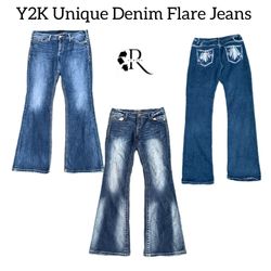 Y2K Unique Denim Flare Jeans RW-1798