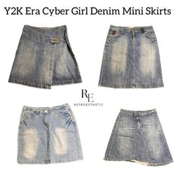 Y2k Era Cyber Denim Midi Skirts Re-3035