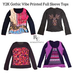 Y2k Gothic Vibe Printed Full Sleeve Tops Re-3036