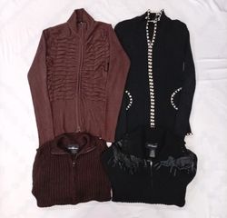 CR7599 Y2K Double Zipper Cardigans