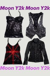 Y2k Sequin Gothic Party Tops mix
