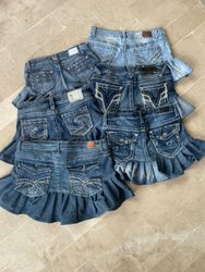 Upcycled Denim Mini Pleated Skirt