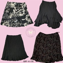 Y2K  Floral Printed Poly Skirt – Lightweight A-Lin..