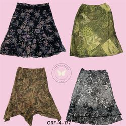 Y2K  Chic Floral Printed Poly Skirt – Flowing Midi..