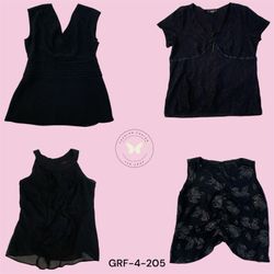 Women’s Y2K Black Poly Blouse – Casual Chic Long S..