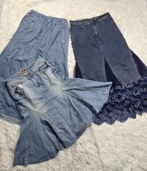 Y2k long denim skirts