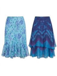 (FV-1183) Y2K Ocean Blue Floral & Bohemian Teal Ab..